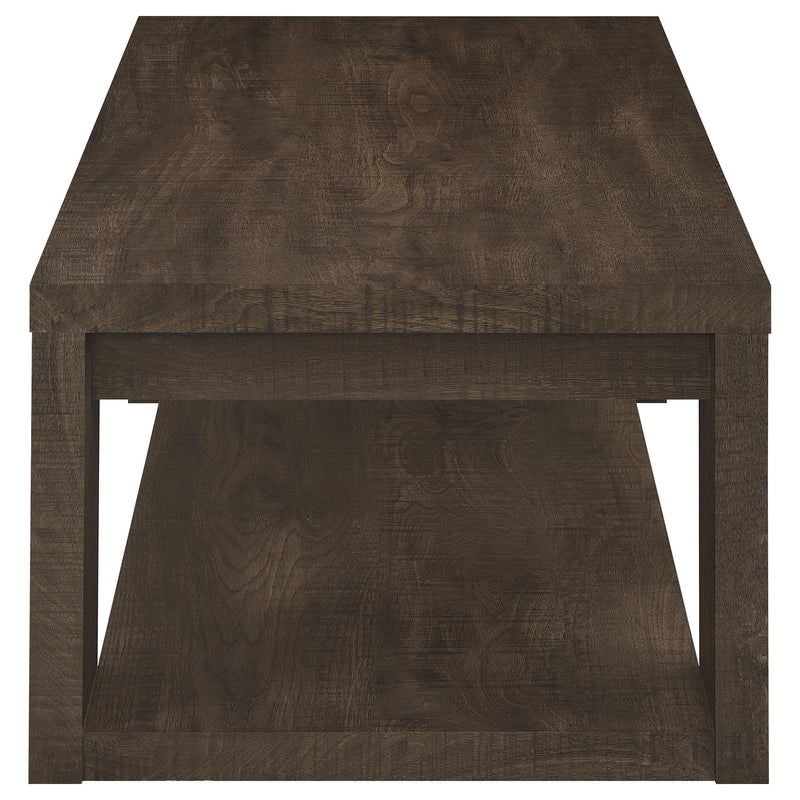 Pavone 2-Piece Coffee and End Table Set with Open Shelves Dark Rustic Mango - 706628-S2