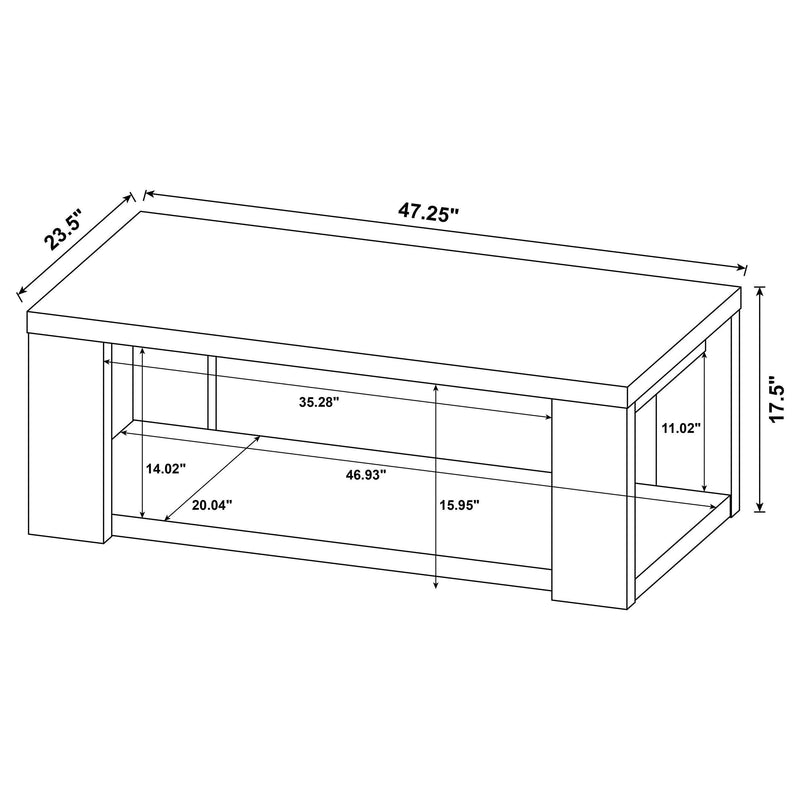 Pavone 2-Piece Coffee and End Table Set with Open Shelves Dark Rustic Mango - 706628-S2