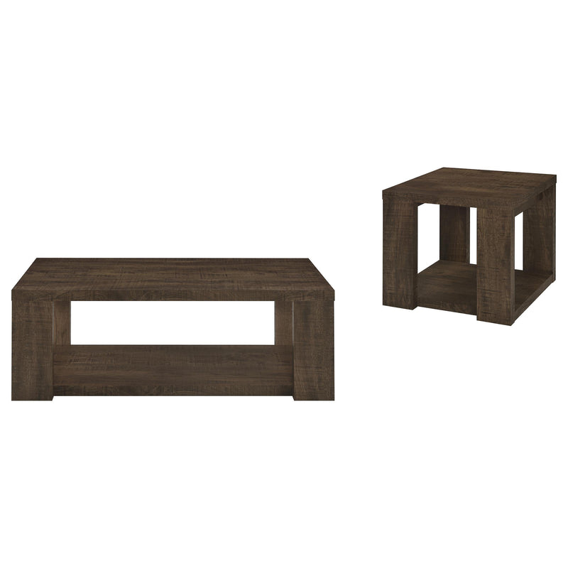 Pavone 2-Piece Coffee and End Table Set with Open Shelves Dark Rustic Mango - 706628-S2