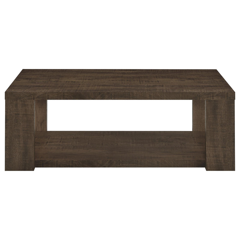 Pavone 2-Piece Coffee and End Table Set with Open Shelves Dark Rustic Mango - 706628-S2
