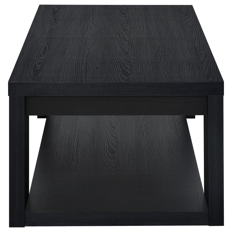 Pavone 2-Piece Transitional Coffee and End Table Set with Shelves Black - 706638-S2