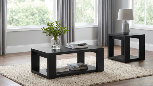 Pavone 2-Piece Transitional Coffee and End Table Set with Shelves Black - 706638-S2