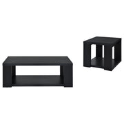 Pavone 2-Piece Transitional Coffee and End Table Set with Shelves Black - 706638-S2