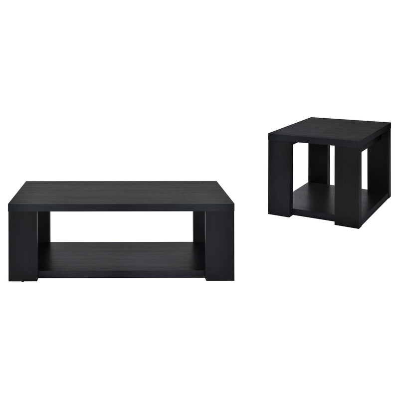 Pavone 2-Piece Transitional Coffee and End Table Set with Shelves Black - 706638-S2