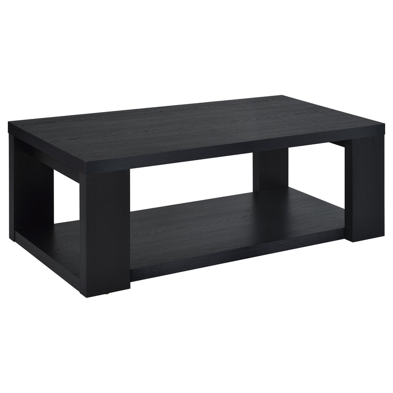 Pavone 2-Piece Transitional Coffee and End Table Set with Shelves Black - 706638-S2