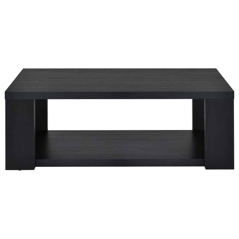 Pavone 2-Piece Transitional Coffee and End Table Set with Shelves Black - 706638-S2