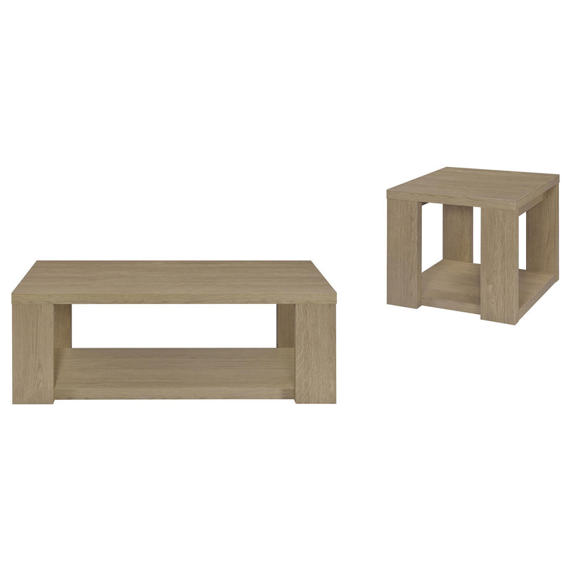 Pavone 2-Piece Transitional Coffee and End Table Set with Shelves Latte - 706648-S2