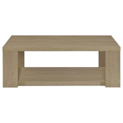 Pavone 2-Piece Transitional Coffee and End Table Set with Shelves Latte - 706648-S2
