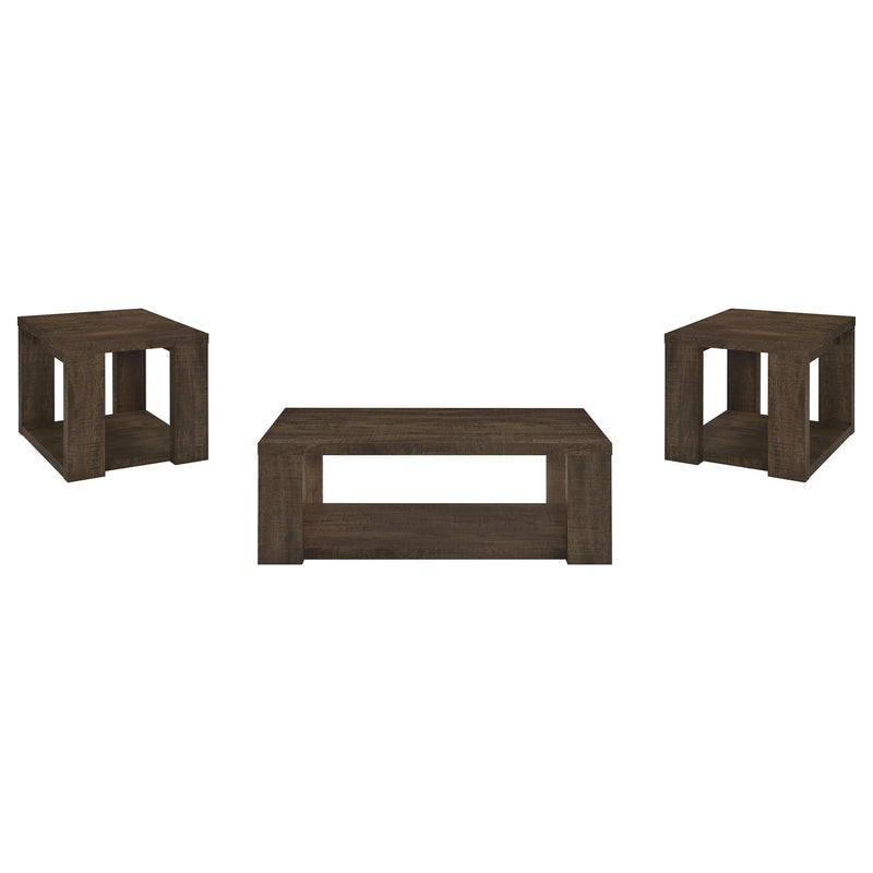 Pavone 3-Piece Coffee and End Table Set with Open Shelves Dark Rustic Mango - 706628-S3