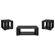 Pavone 3-Piece Transitional Coffee and End Table Set with Shelves Black - 706638-S3