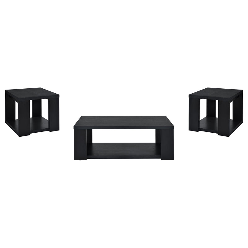 Pavone 3-Piece Transitional Coffee and End Table Set with Shelves Black - 706638-S3