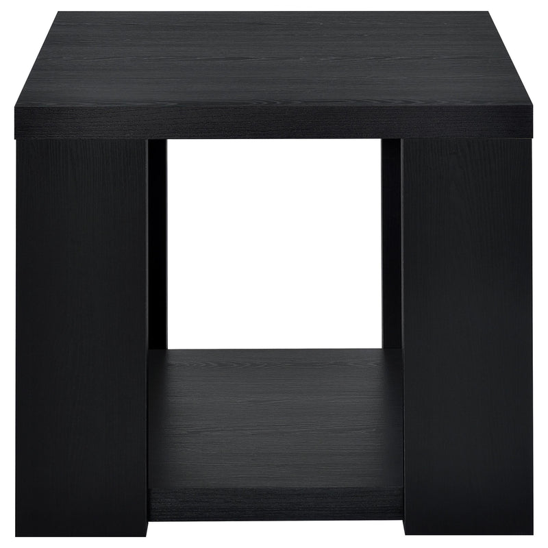 Pavone 3-Piece Transitional Coffee and End Table Set with Shelves Black - 706638-S3