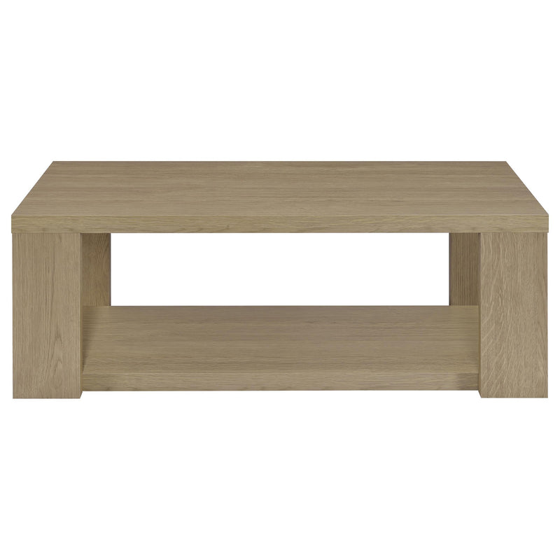 Pavone 3-Piece Transitional Coffee and End Table Set with Shelves Latte - 706648-S3