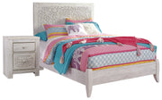 Paxberry Full Panel Bed with Nightstand in Whitewash - PKG007713