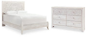 Paxberry Queen Panel Bed with Dresser in Whitewash from Ashley - DMV Furniture