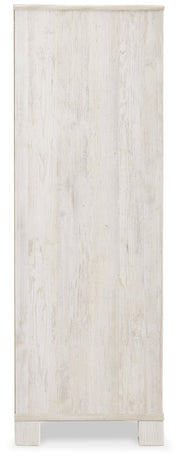 Paxberry Queen Panel Bed with Mirrored Dresser, Chest and Nightstand in Whitewash - PKG007432