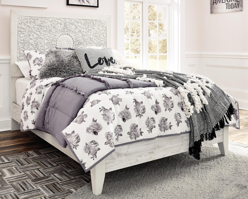 Paxberry Whitewash Full Panel Bed, Chest and Nightstand - B181B22
