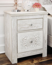 Paxberry Whitewash Full Panel Bed, Dresser and Nightstand - B181B23