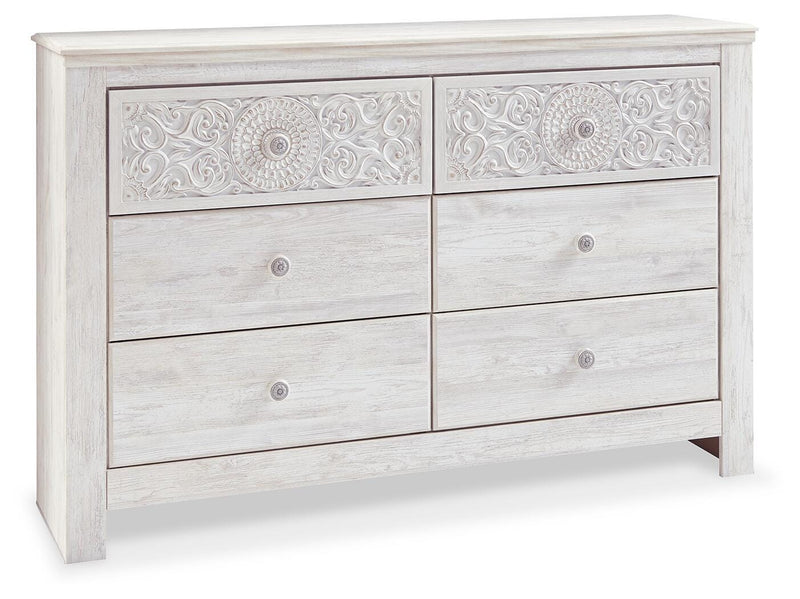 Paxberry Whitewash Full Panel Bed, Dresser and Nightstand - B181B23