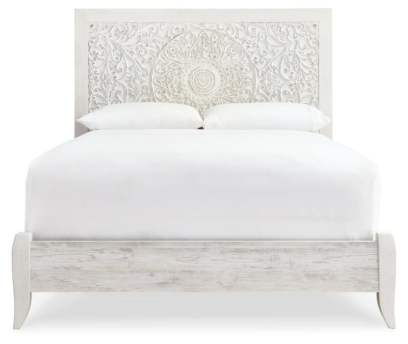 Paxberry Whitewash Queen Panel Bed and 2 Nightstands - B181B30
