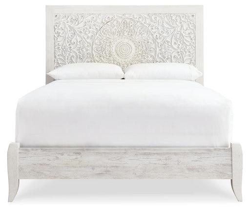 Paxberry Whitewash Queen Panel Bed and 2 Nightstands - B181B30