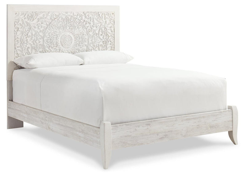 Paxberry Whitewash Queen Panel Bed and 2 Nightstands - B181B30