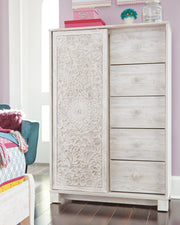 Paxberry Whitewash Queen Panel Bed, Chest and Nightstand - B181B28