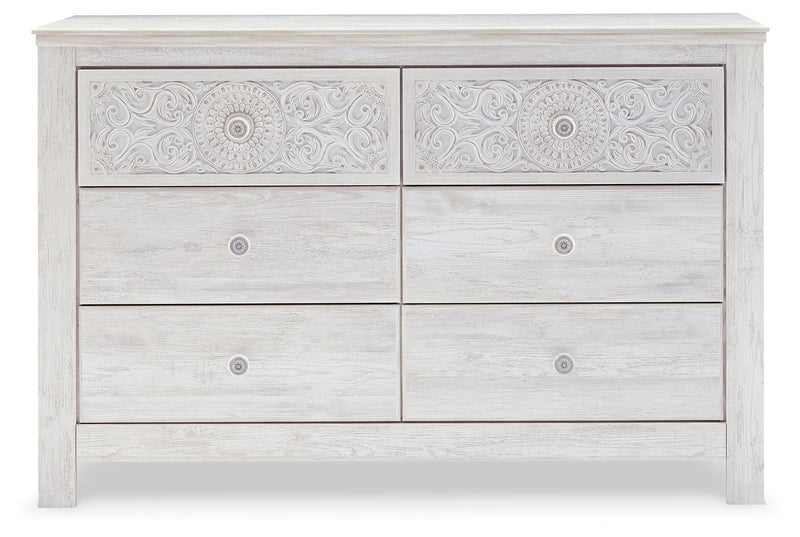 Paxberry Whitewash Queen Panel Bed, Dresser, 2 Chests and 2 Nightstands - B181B31