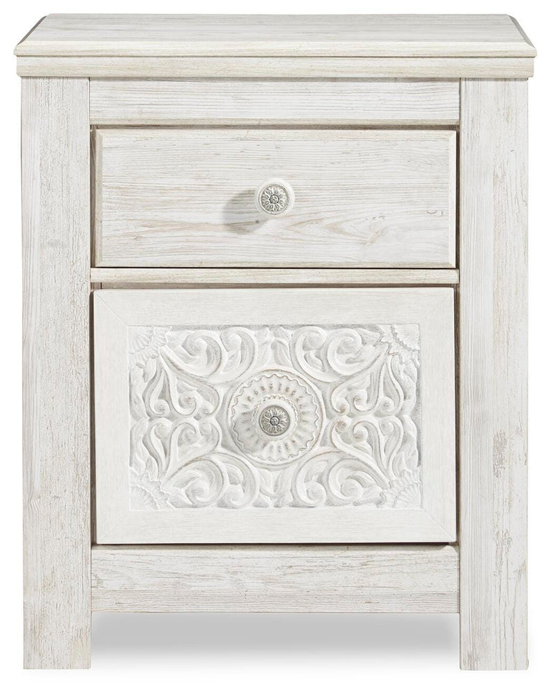Paxberry Whitewash Twin Panel Bed, Chest and Nightstand - B181B24