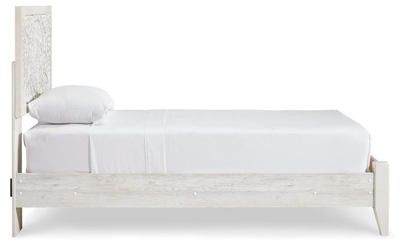 Paxberry Whitewash Twin Panel Bed, Chest and Nightstand - B181B24