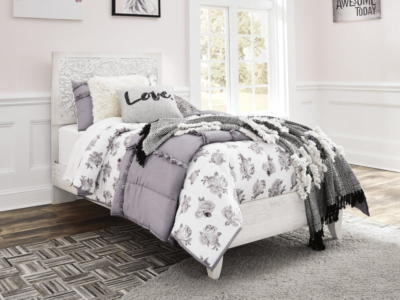 Paxberry Whitewash Twin Panel Bed - DMV FurnitureTwin Bed
