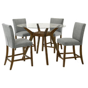 Paxton 5-piece Round Glass Top Counter Height Dining Set Grey - 122178-S5GRY