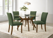 Paxton 5-Piece Round Glass Top Dining Set with Green Parsons Chairs - 122180-S5GRN
