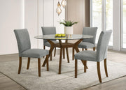 Paxton 5-Piece Round Glass Top Dining Set with Grey Parsons Chairs - 122180-S5GRY