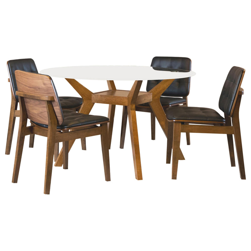 Paxton 5-piece Round Glass Top Dining Table Set Brown - 122180-S5K