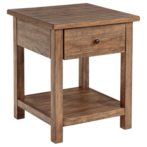 Payne 1-drawer Wood End Table with Shelf Distressed Brown - 710547