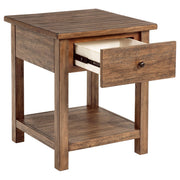 Payne 1-drawer Wood End Table with Shelf Distressed Brown - 710547