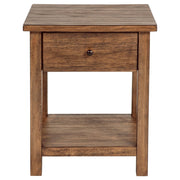 Payne 1-drawer Wood End Table with Shelf Distressed Brown - 710547