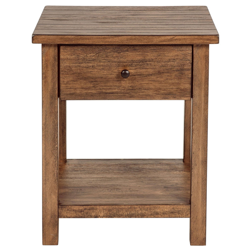 Payne 1-drawer Wood End Table with Shelf Distressed Brown - 710547