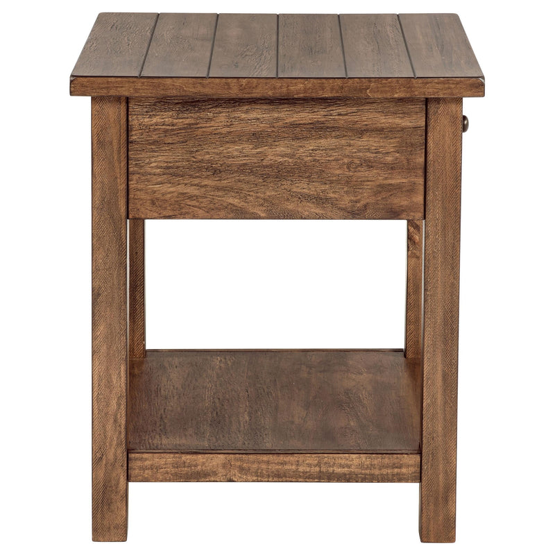 Payne 1-drawer Wood End Table with Shelf Distressed Brown - 710547