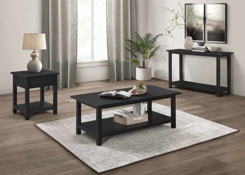 Payne 1-drawer Wood End Table with Shelf Distressed Java - 710567