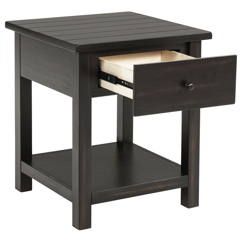 Payne 1-drawer Wood End Table with Shelf Distressed Java - 710567