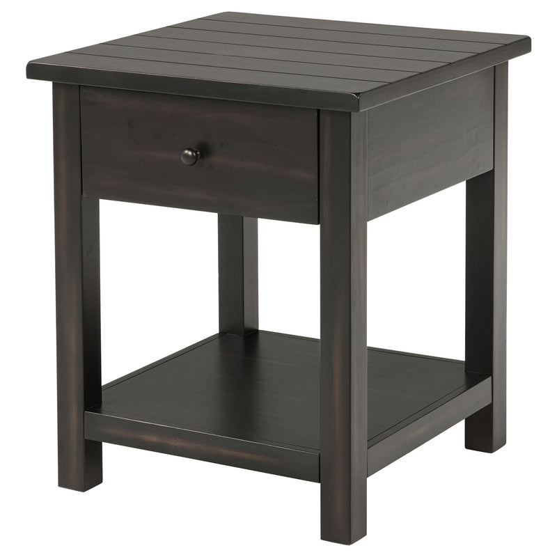 Payne 1-drawer Wood End Table with Shelf Distressed Java - 710567