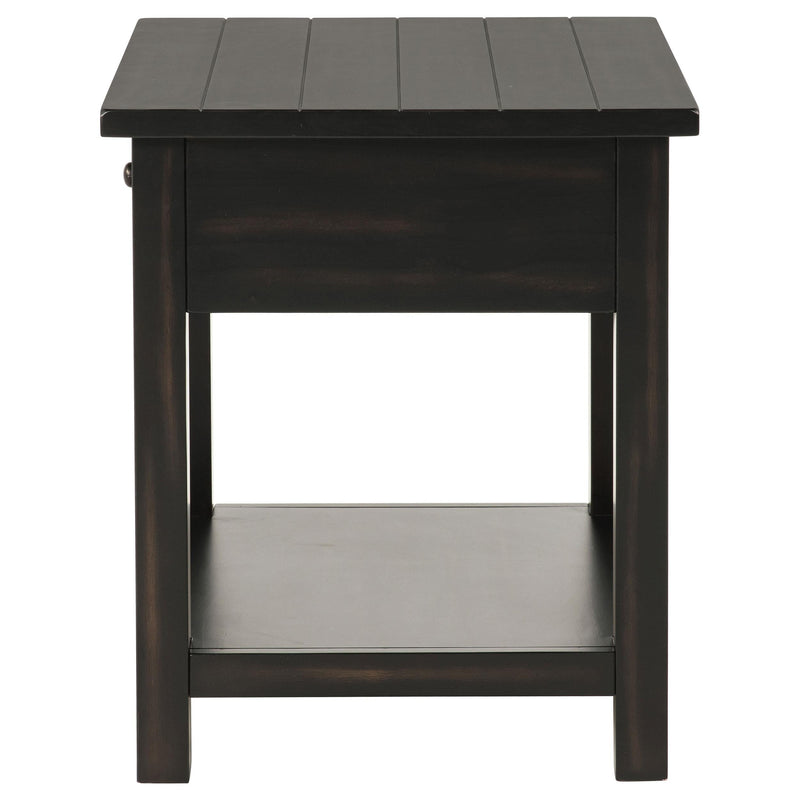 Payne 1-drawer Wood End Table with Shelf Distressed Java - 710567