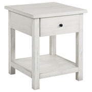 Payne 1-drawer Wood End Table with Shelf Distressed White - 710557