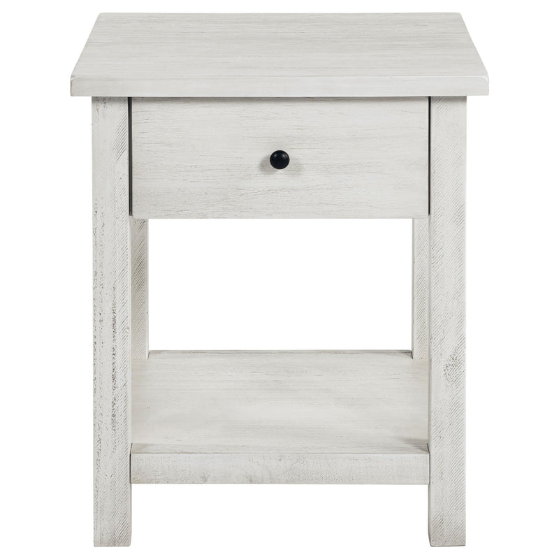 Payne 1-drawer Wood End Table with Shelf Distressed White - 710557