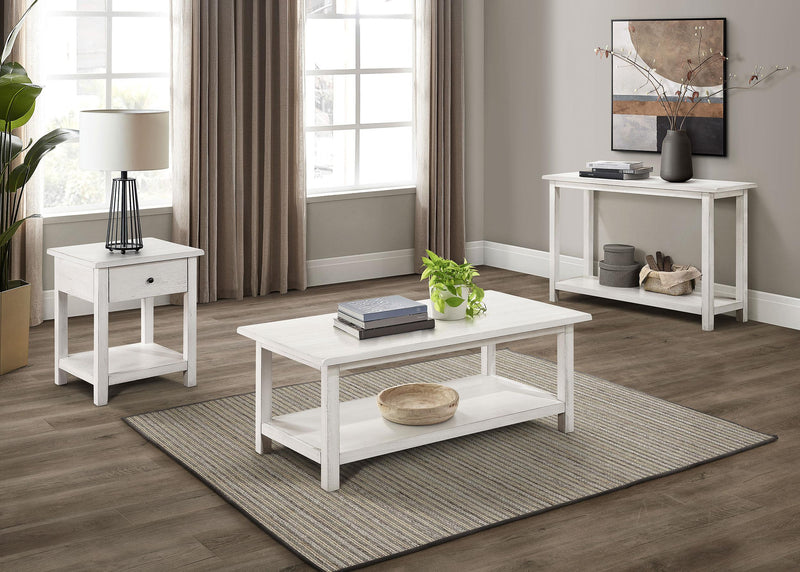Payne 1-drawer Wood End Table with Shelf Distressed White - 710557