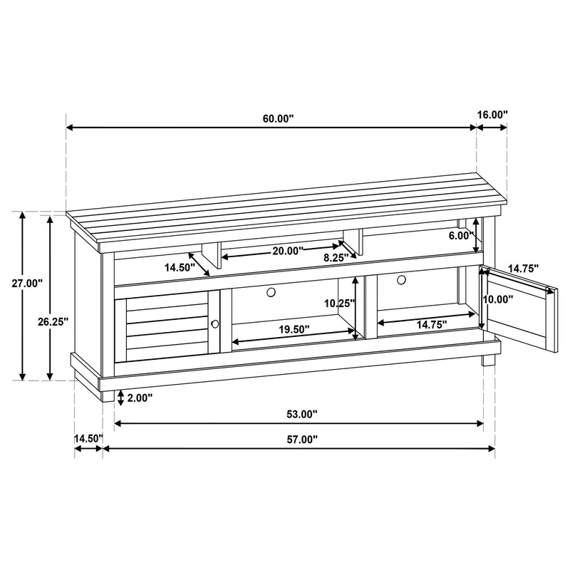 Payne 60-inch TV Stand Media Console Distressed White - 710052