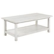 Payne Wood Coffee Table with Shelf Distressed White - 710558