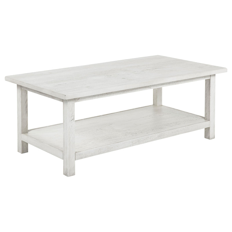 Payne Wood Coffee Table with Shelf Distressed White - 710558